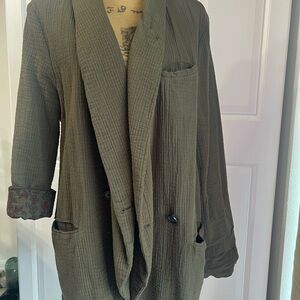 Free People Textured Olive Blazer
